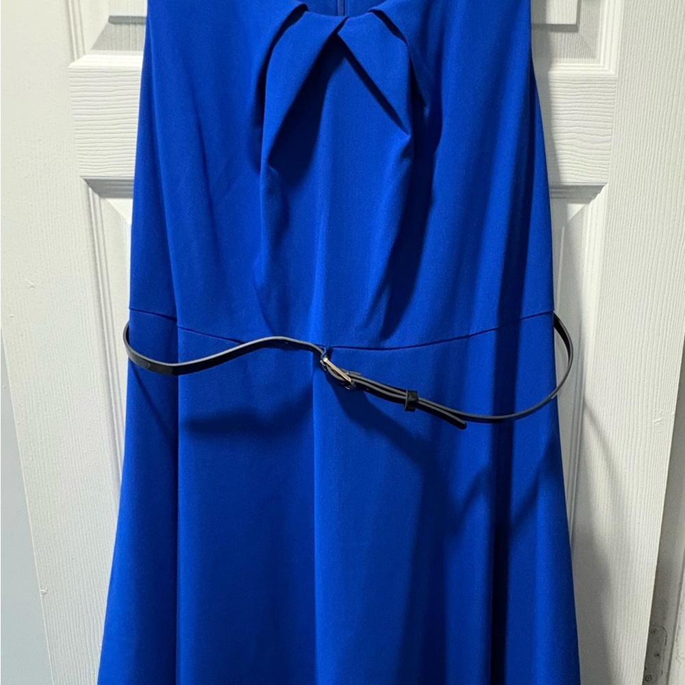 Alyx Blue Mini Dress with Black Patent Belt